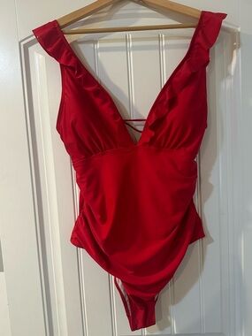 Ruffle V-Neck Swimsuit